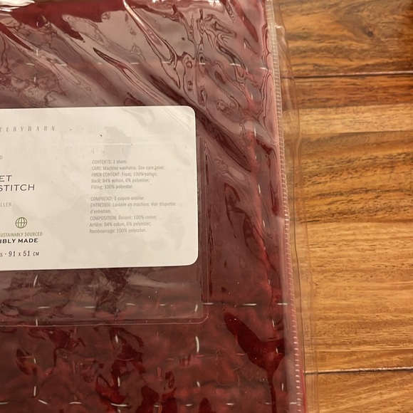 Pottery Barn Velvet Box Stitch King Size Sham - Rich Red set of two - Picture 6 of 8